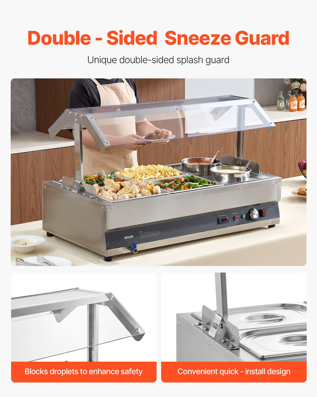 Commercial Soup Warmer Soup Station With Cover 2-Pot & 4-Pan Soup Kettle