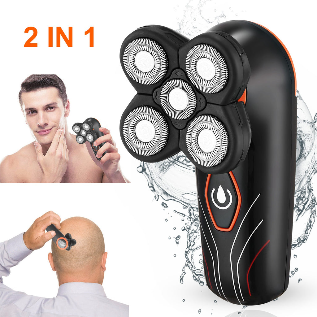 4D Electric Shavers Razor IPX7 Waterproof Wet & Dry 5 Floating Head Rotary Shavers Rechargeable Beard Trimmer Shaving Razor For Men