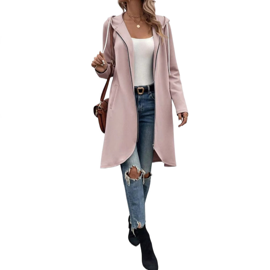 Personality Street Zip Hooded Long Velvet Lining Sweatshirt