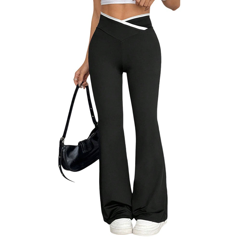Cross-color High-waisted Women's Slimming Stretch Flare Pants