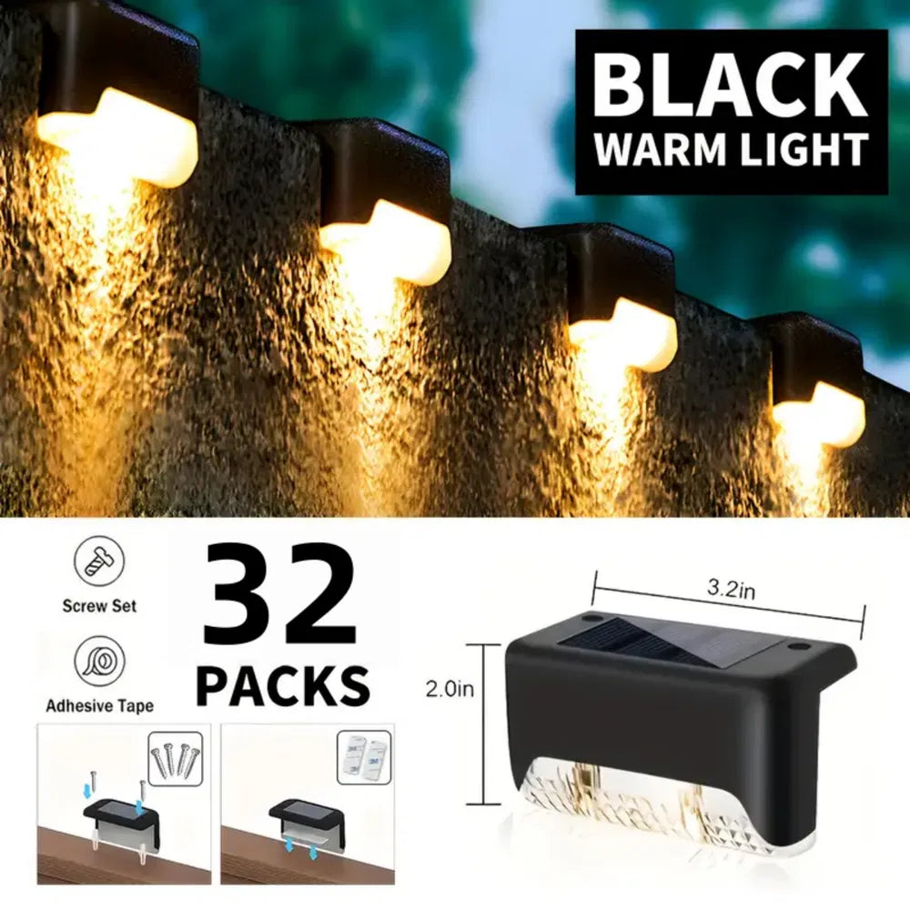 Solar Deck Lights Outdoor 16 Pack, Solar Step Lights Waterproof Led Solar Lights For Outdoor Stairs, Step , Fence, Yard, Patio, And Pathway(Warm White)
