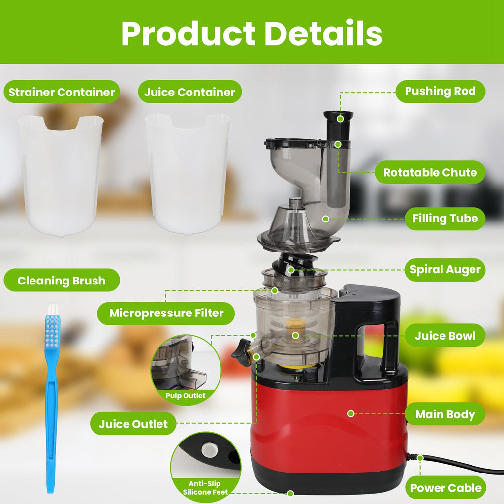 1Pc Cold Press Juicer Machine 300W Electric Slow Masticating Juicer For Whole Vegetable And Fruit With Reverse Function 2 Containers Cleaning Brush Clear Marks Easy Cleaning Fedex Shipping