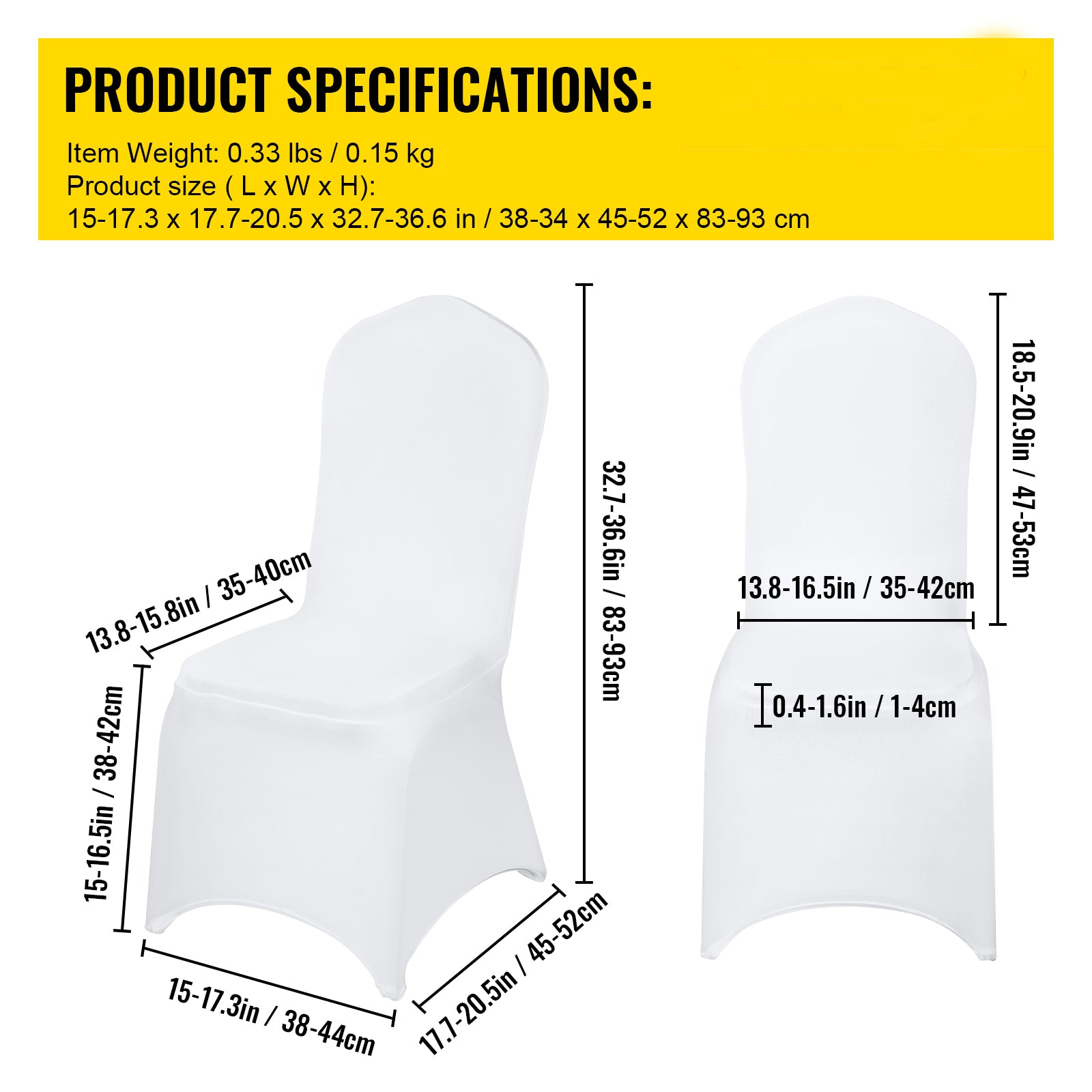 VEVOR Stretch Spandex Folding Chair Covers, Universal Fitted Chair Cover, Removable Washable Protective Slipcovers, For Wedding, Holiday, Banquet, Party, Celebration, Dining