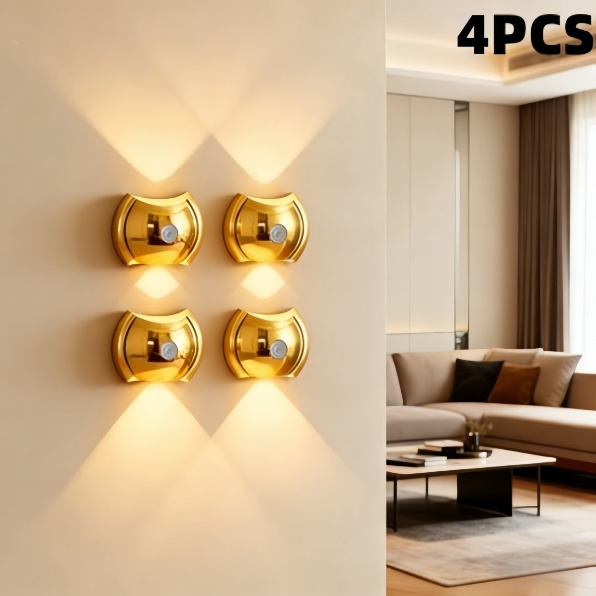 LED Modern Indoor Wall Light With Motion Sensor 3 Color Modes 2700K 4500K 6500K USB Rechargeable Magnetic Portable Wall Sconce For Living Room Bedroom 2 Packs