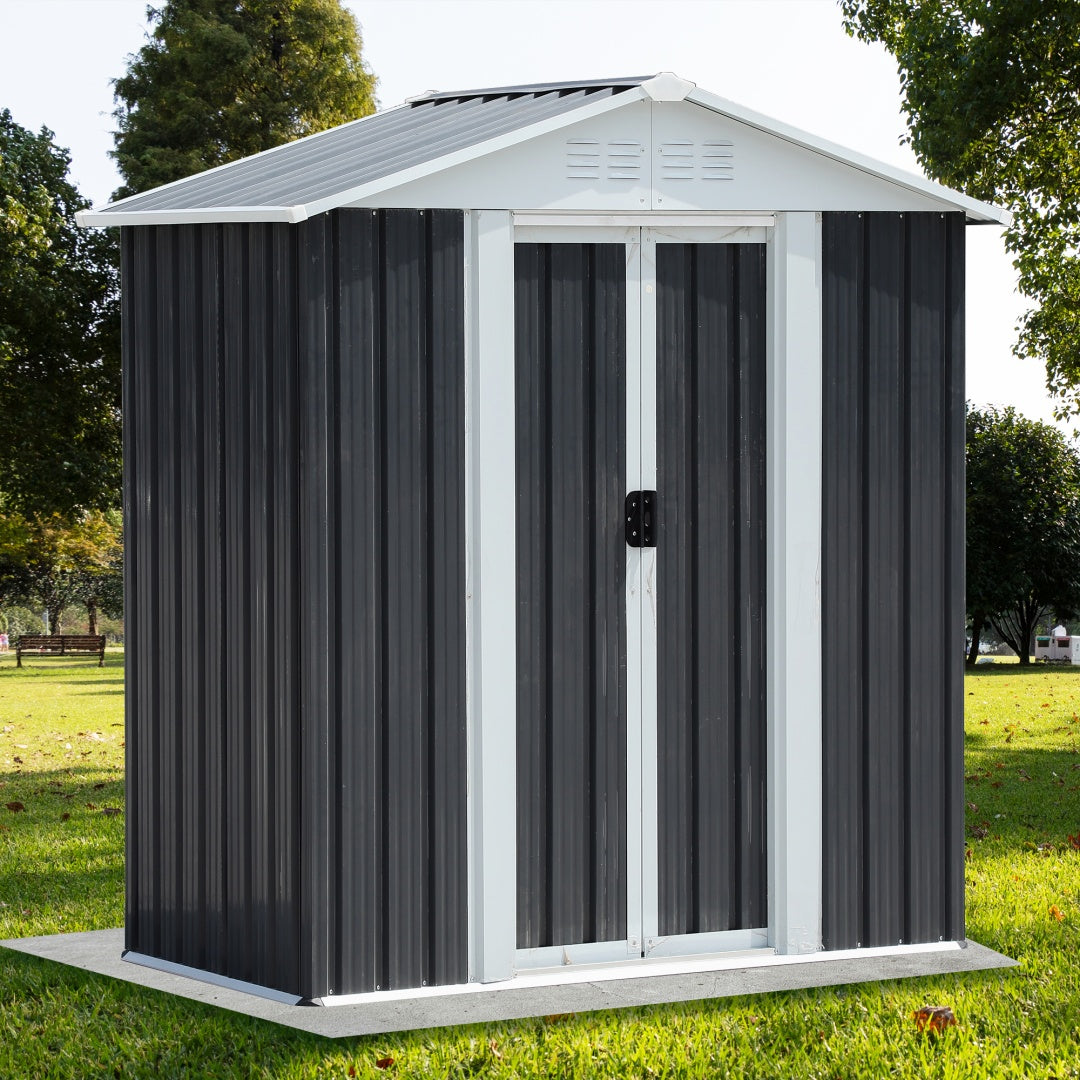 5x3 Ft Grey Sliding Door Garden Shed For Outdoors Storage Roof Design