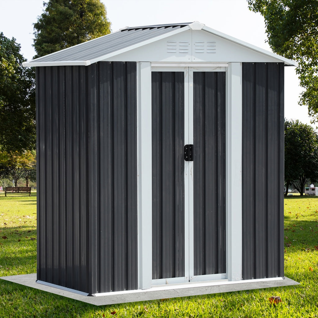 5x3 Ft Grey Sliding Door Garden Shed For Outdoors Storage Roof Design