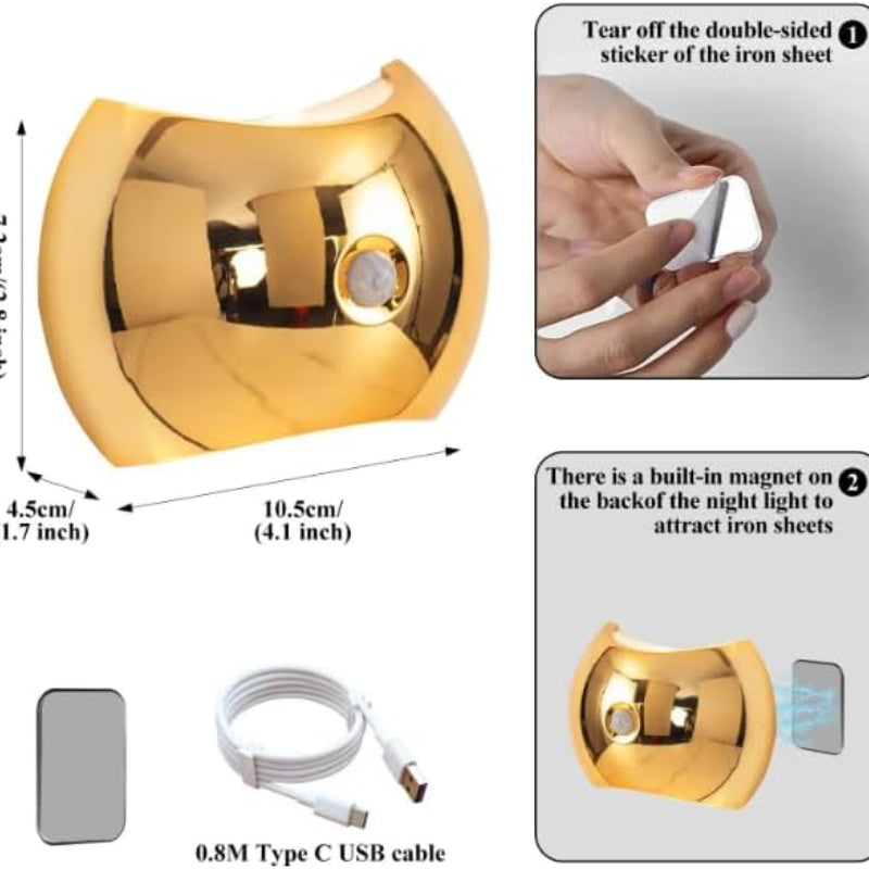 LED Modern Indoor Wall Light With Motion Sensor 3 Color Modes 2700K 4500K 6500K USB Rechargeable Magnetic Portable Wall Sconce For Living Room Bedroom 2 Packs