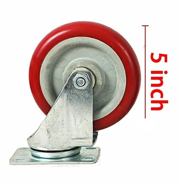 4 Pack 5 Inch Caster Wheels Swivel Plate Polyurethane Wheels Heavy Duty Wheels
