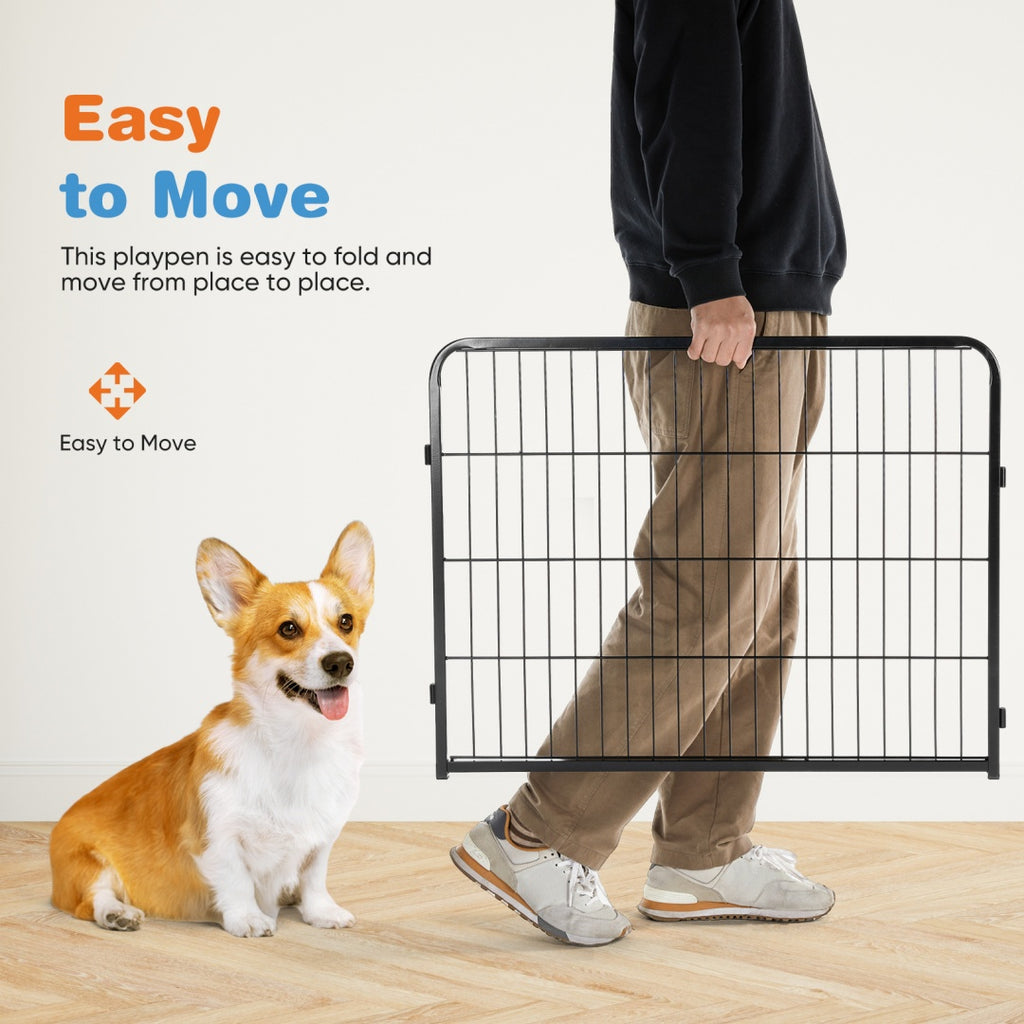 Dog Playpen Indoor Fence Height Metal Exercise Pen With Door Small Puppy-Medium-Large Dogs Animal Pet For Outdoor, Garden, Yard
