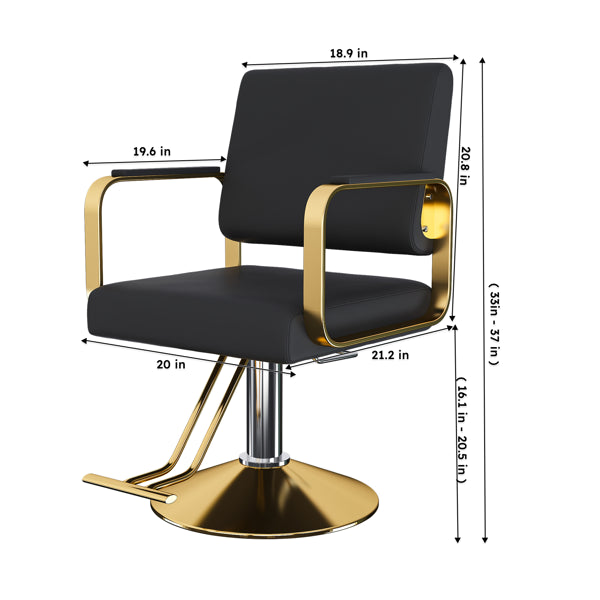 Hydraulic Salon Chair - 360° Swivel Barber Stylist Chair With Pump, Non-Tilting Hairdressing Chair For Hair Salons, Tattoo & Beauty Spa (Professional Stylist Equipment)