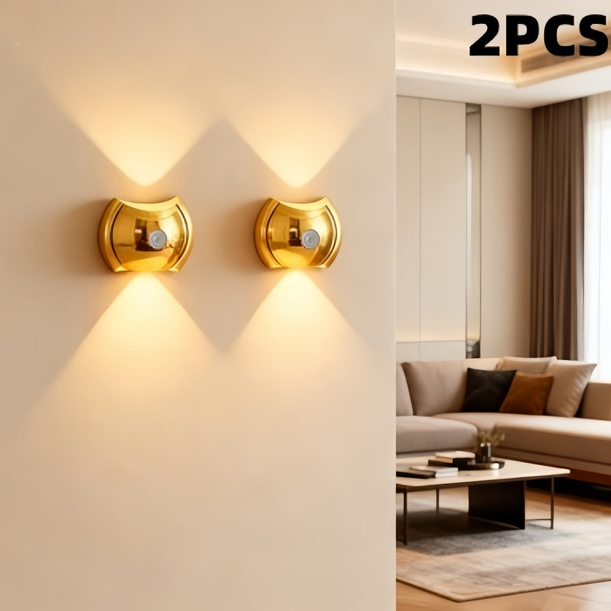LED Modern Indoor Wall Light With Motion Sensor 3 Color Modes 2700K 4500K 6500K USB Rechargeable Magnetic Portable Wall Sconce For Living Room Bedroom 2 Packs