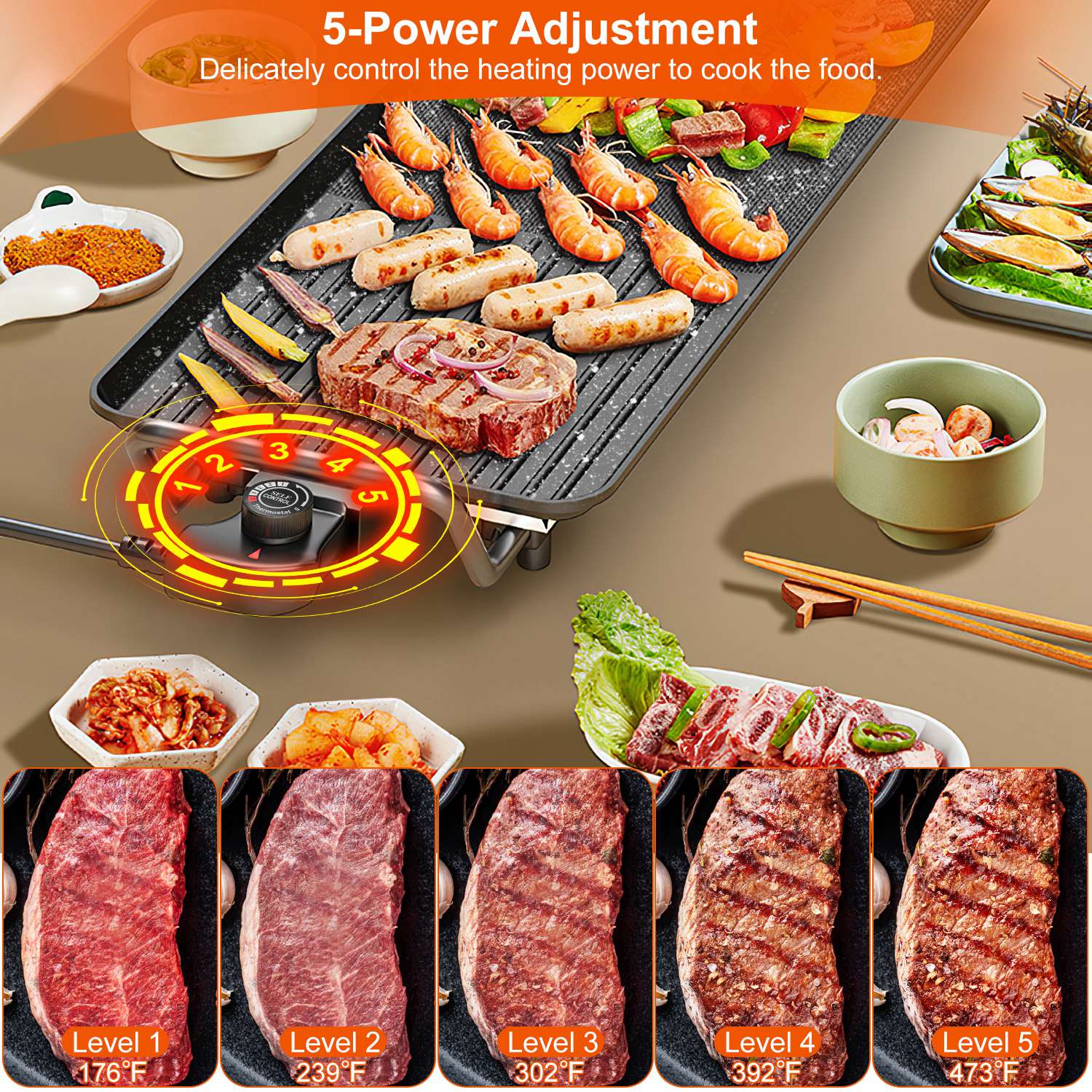 1Pc Electric Barbecue Grill Hot Plate Cooking BBQ Griddle Non Stick Table Top Grill Griddle For Indoor Outdoor Camping Picnic Family Gathering Friend Party