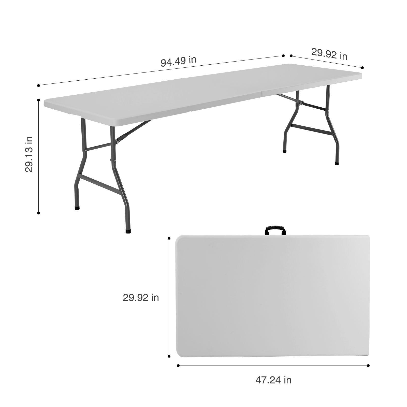 Folding Table Outdoor Indoor Heavy Duty Portable Table With Carrying Handle For Camping Picnic Party