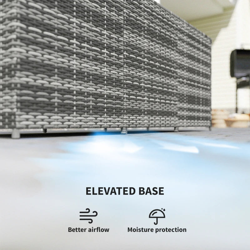 175 Gallon Outdoor Storage Box With Inner Liner, PE Rattan Wicker Deck Box With Pneumatic Bar Lift, Mixed Gray