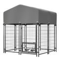 Outdoor Dog Kennel 4.23'x3.83'x4.83' With Roof, Heavy Duty Welded Wire Crate, All-Weather Protection & Safe Lock Design For Dogs And Pets