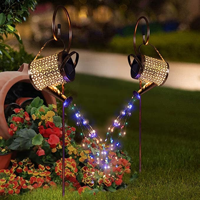 Solar Lights Outdoor Decorative, Metal Solar Watering Can Outdoor Lights IP65 Waterproof, Hanging Garden Decor Yard Lights Outside Patio Lawn, Gifts For Mom Women Birthday