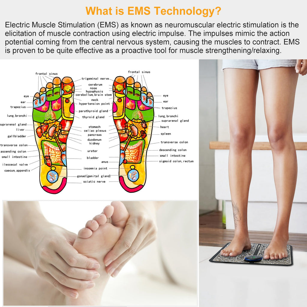 EMS Foot Massage Pad Electric Stimulator Massager Unit Rechargeable Leg Reshaping Muscle Battery Powered Type And Rechargeable Type Options