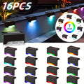 32&16 PCS Solar Deck Lights Outdoor Solar Step Lights Waterproof Led Solar Lights For Outdoor Stairs Step Fence Yard Patio And Pathway Family's Gifts  Warm White