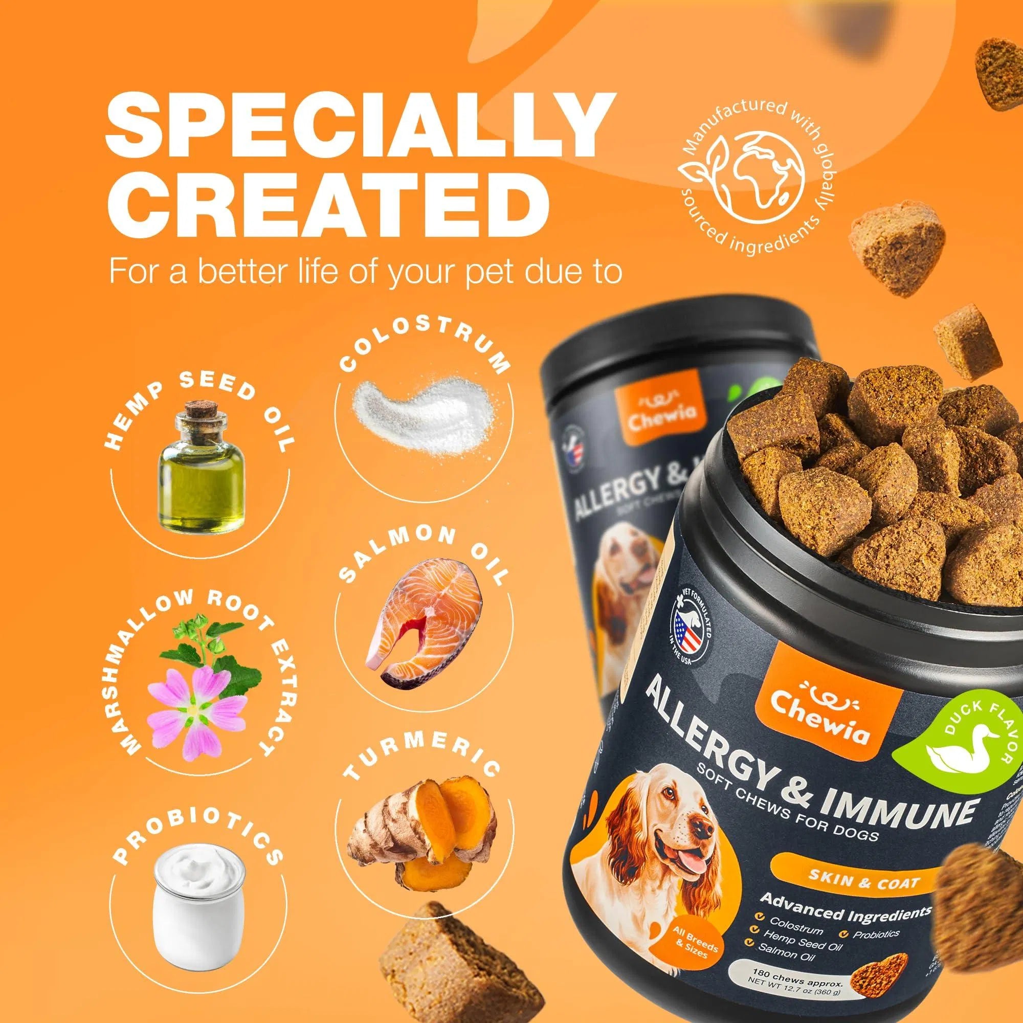 Dog Allergy Relief Chews Itch Relief For Dogs Anti Itch Dog Allergy Chews US Formulated Dog Itching Skin Relief With Salmon Oil Immune Health Seasonal Allergies & Hot Spots Support Treats