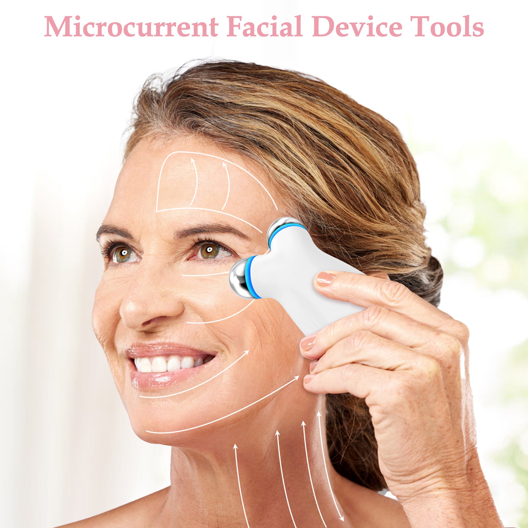 Anti Aging And Wrinkles Microcurrent Facial Device, Boost Skin Care Products Absorption - White