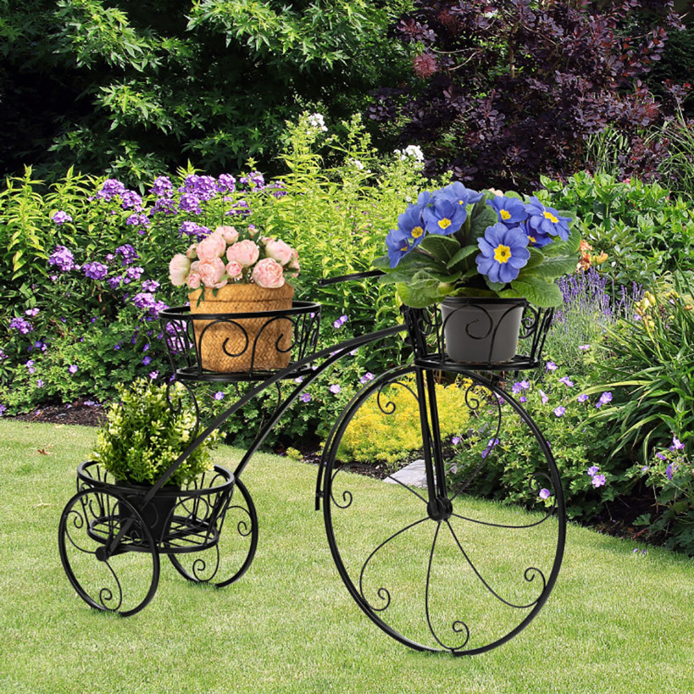 Tricycle Plant Stand Flower Pot Cart Holder In Parisian Style