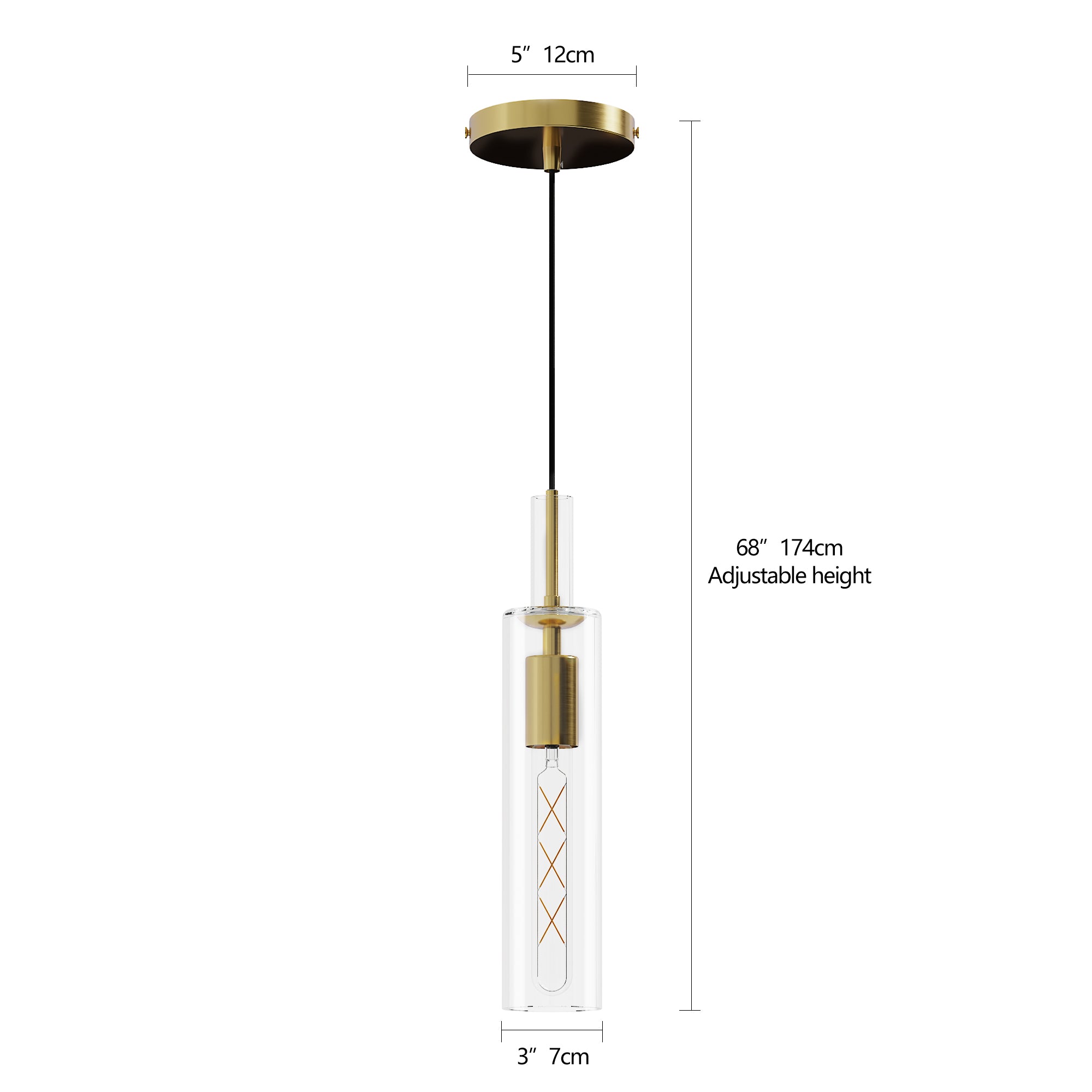 Gold Pendant Light Fixtures, 3 Pack Modern Pendant Lighting With Clear Striped Glass Shade, Hanging Pendant Lights Kitchen Island, Farmhouse Pendant Lighting For Dining Room Bedroom Bathroom