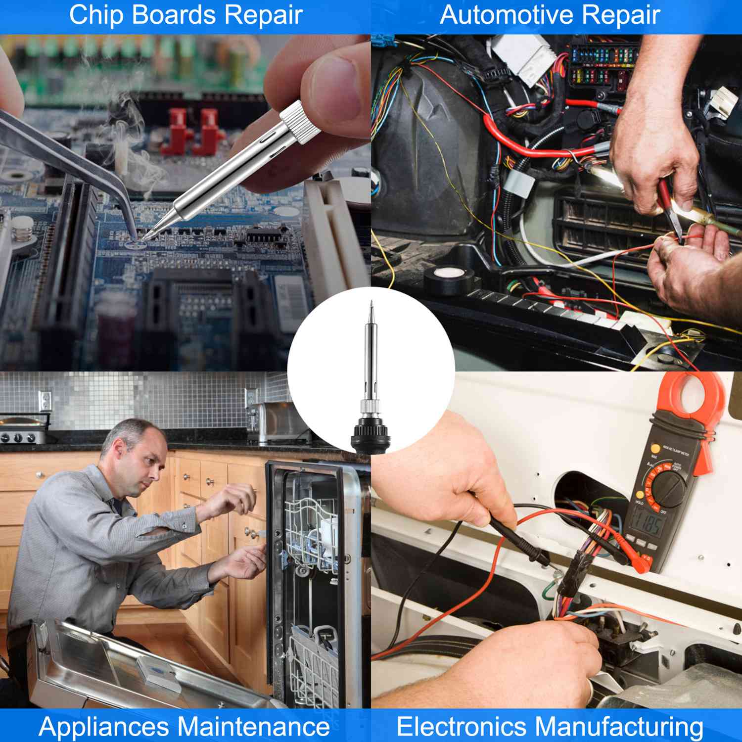 Soldering Iron 110V 60W Adjustable Temperature  PCB Electric Welding Iron With 5Pcs Different Tips