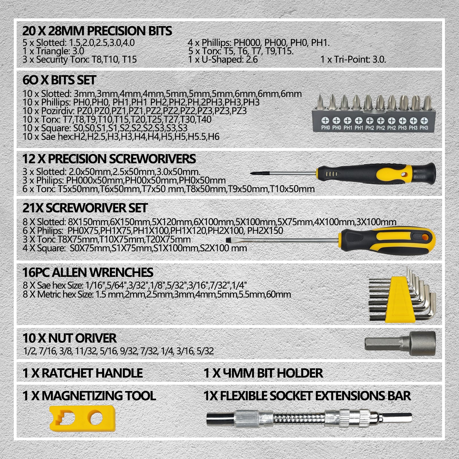 145-Piece Magnetic Screwdriver Set, Professional Repair Tool Kit, Ideal For Home Maintenance, Auto Repair Great Gift For Men, Moving Present