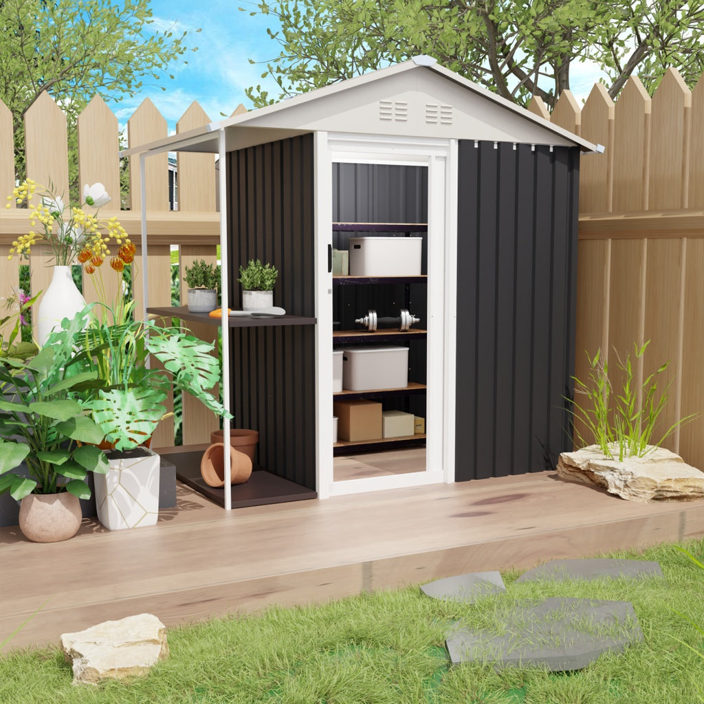 5x3 Ft Grey Sliding Door Garden Shed For Outdoors Storage Roof Design