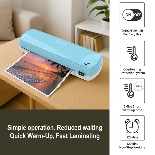 Laminator Machine With 10 Sheets - Fast Warm-Up For A4/A5/A6 Documents & Photos - Office, School, Home Use - Teacher Supplies & Organization Essentials (Color Preservation Technology)