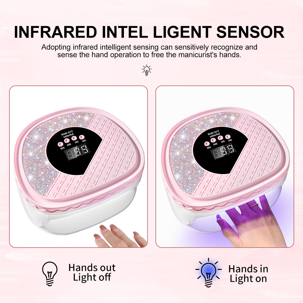 UV Nail Dryer Gel Nail Lamp, LED Light For Gel Polish-4 Timers Professional Nail Art Accessories Nail Lamp With 42 Beads & Touch Display, Shining Crystal Decorations, Curing Gel Toe Nails