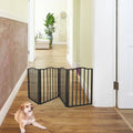 Pet Gate - Dog Gate For Doorways, Stairs Or House - Freestanding, Folding, Brown, Arc Wooden--Self-pick Up Is Not Supported.