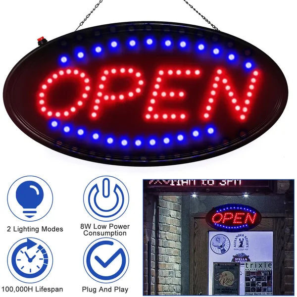 Ultra Bright LED Neon Open Sign  Normal Lighting Store Business Sign Animated Motion