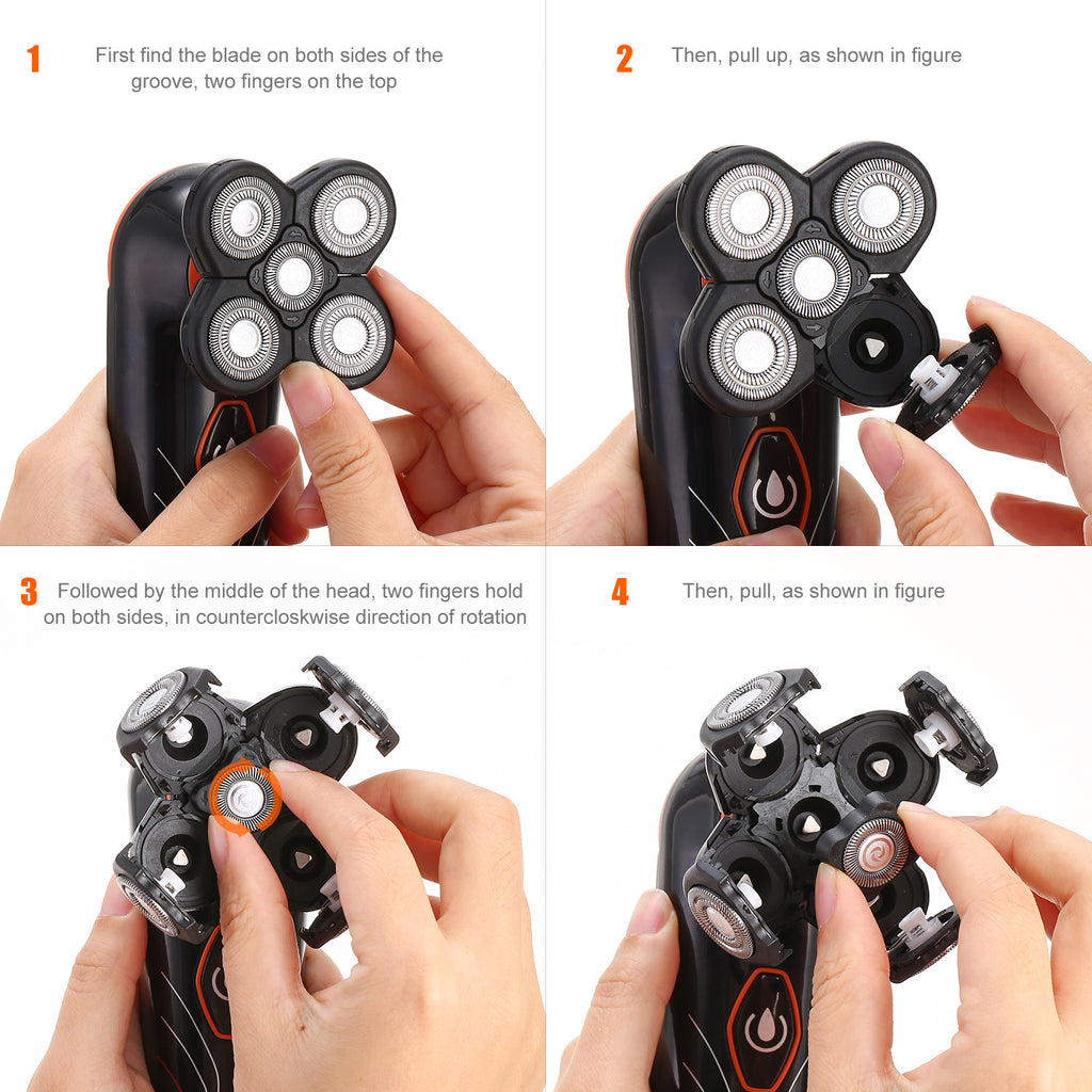 4D Electric Shavers Razor IPX7 Waterproof Wet & Dry 5 Floating Head Rotary Shavers Rechargeable Beard Trimmer Shaving Razor For Men