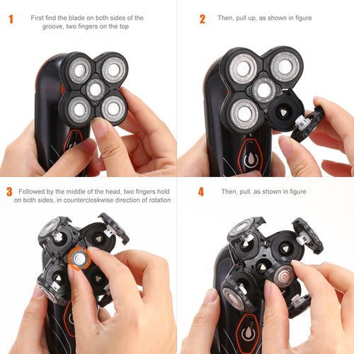 4D Electric Shavers Razor IPX7 Waterproof Wet & Dry 5 Floating Head Rotary Shavers Rechargeable Beard Trimmer Shaving Razor For Men