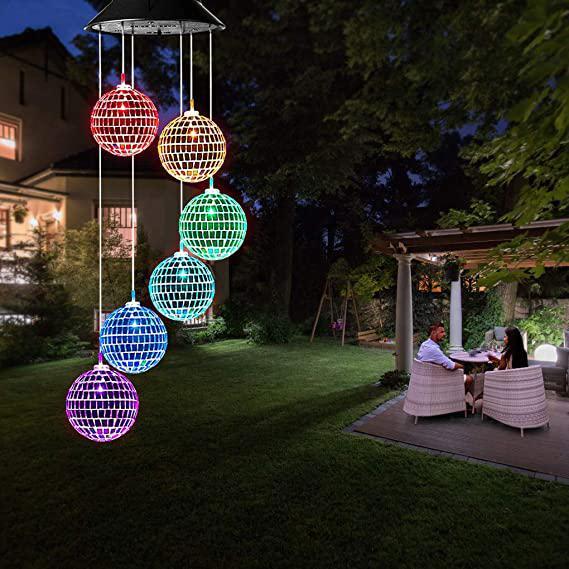 1pcs Color Changing Solar Wind Chime LED Hanging Light For Garden Terrace Yard Decoration