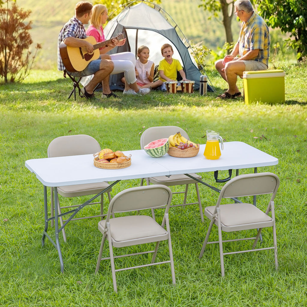 Folding Table Outdoor Indoor Heavy Duty Portable Table With Carrying Handle For Camping Picnic Party
