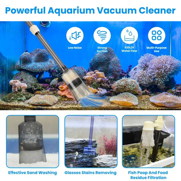 Multifunctional Electric Aquarium Gravel Cleaner Kit Length Adjustable Automatic Fish Tank Vacuum Cleaner