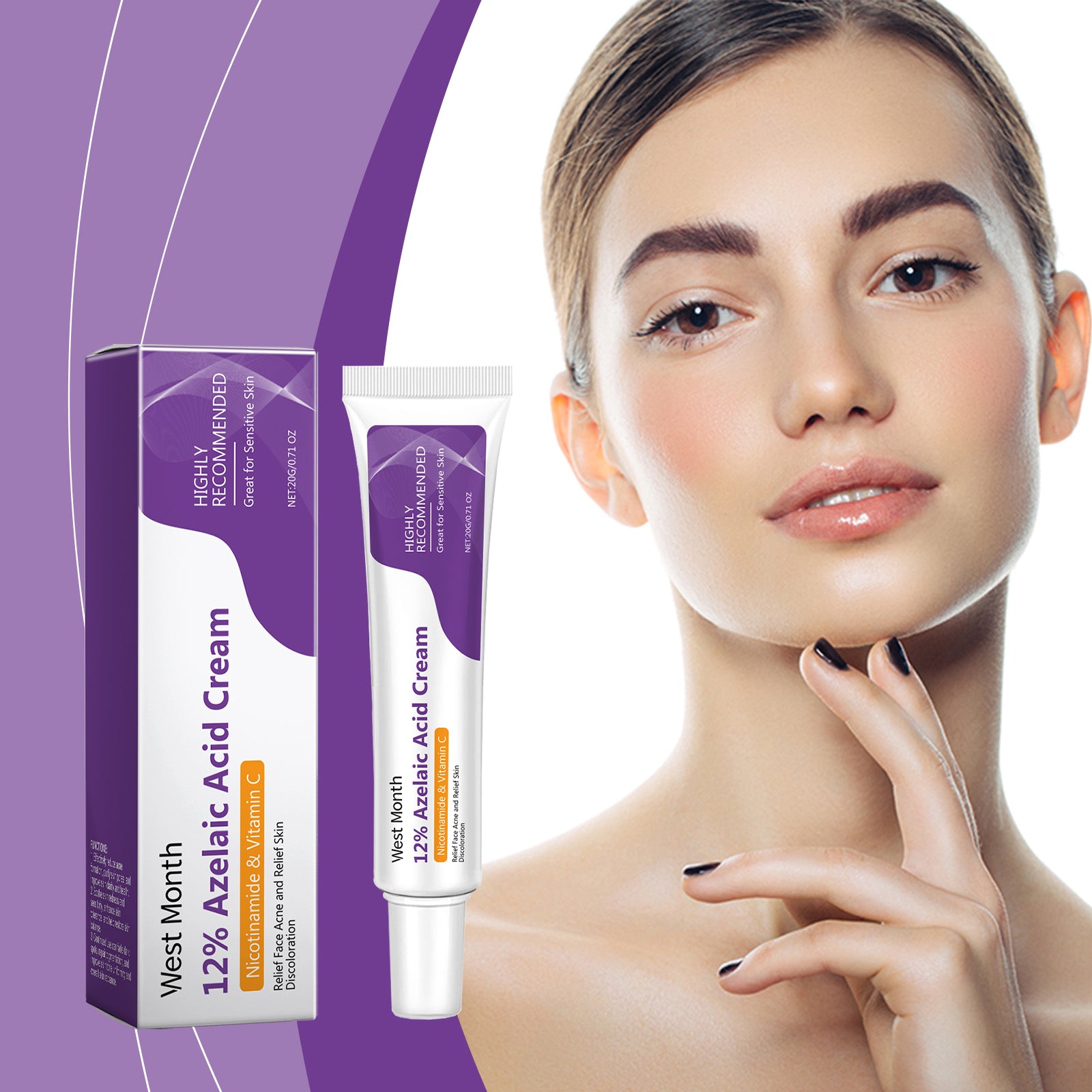 West&Month Azelaic Acid Repair Cream, Gently Repair Facial Skin Cleansing Cream