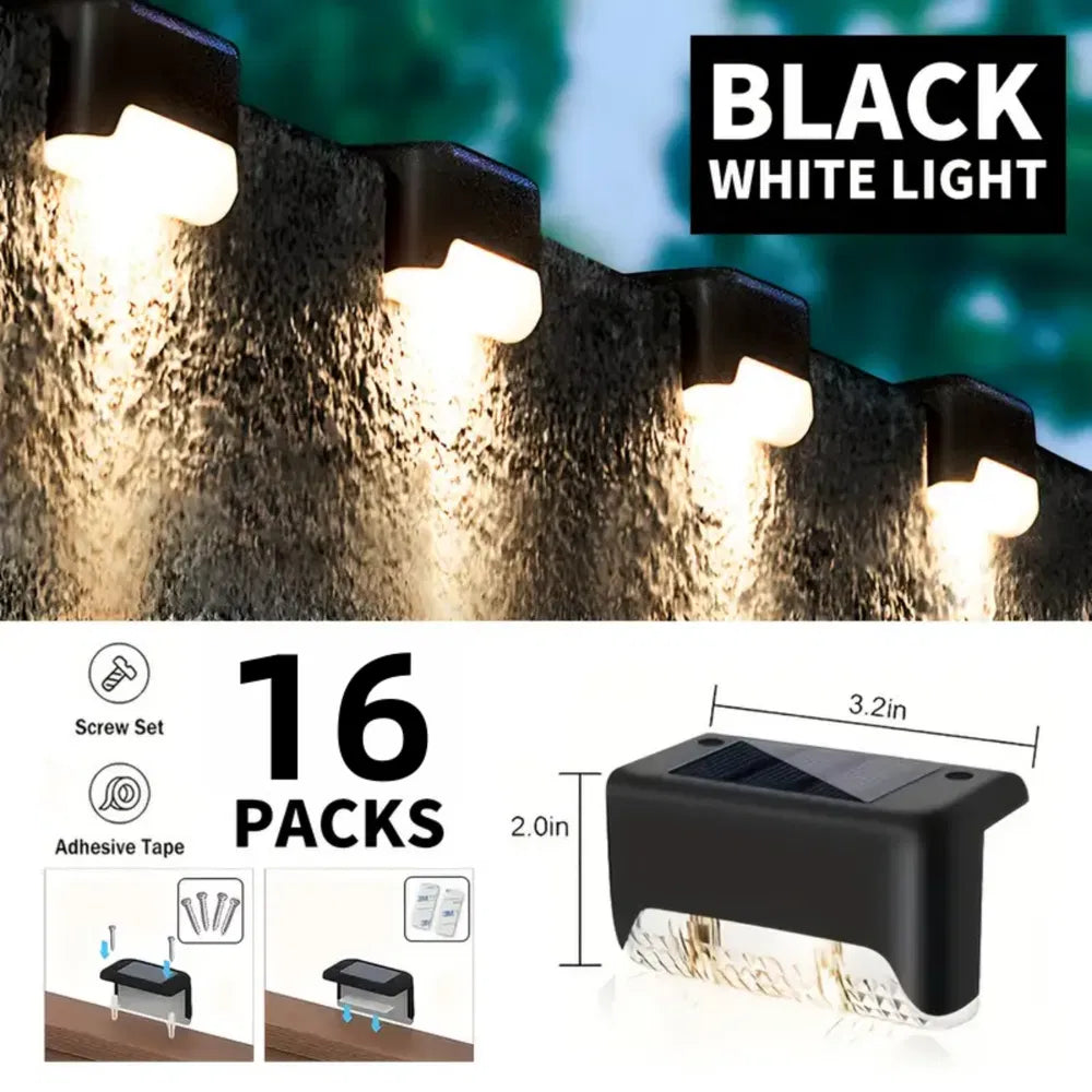 Solar Deck Lights Outdoor 16 Pack, Solar Step Lights Waterproof Led Solar Lights For Outdoor Stairs, Step , Fence, Yard, Patio, And Pathway(Warm White)