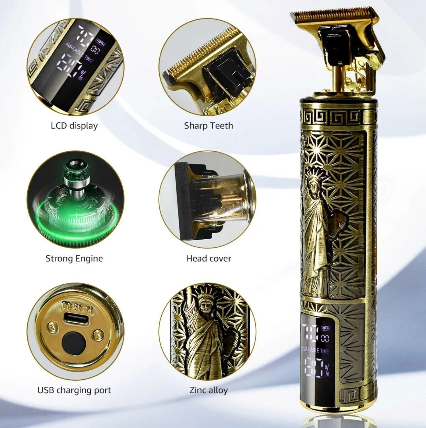 Beard Trimmer Hair Clippers Cordless Hair Cutting Kit Barber Shaving Machine For Men USB Rechargeable 1 PCS