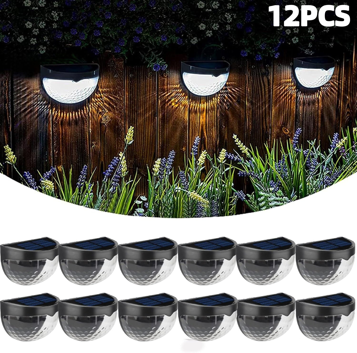 6 Pack Solar Fence Lights Outdoor Waterproof  Solar Powered Deck Step Stair Post Wall Lights Outdoor Lighting For Deck  Black