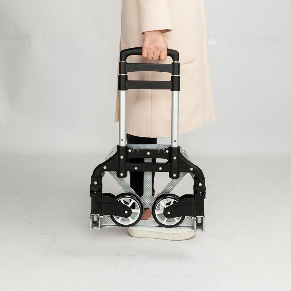 Portable Foldable Telescopic Trolley, Driver's Cart, Luggage Cart, Black