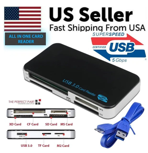 USB 3.0 Memory Card Reader Adapter 5GBPS Fit For CF  TF  SD Micro SD XD M2 MS Card