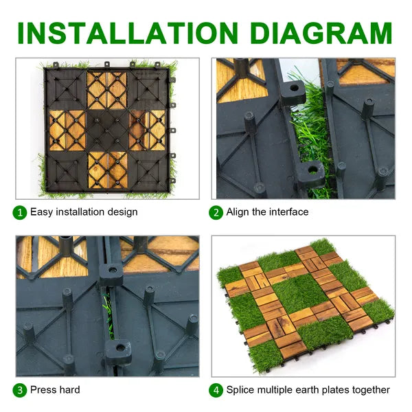 30PC 12inch*12inch High-quality Acacia Wood Modular Flooring, Model 057, Is Easy To Install And Enhances Your Home's Elegance And Comfort.