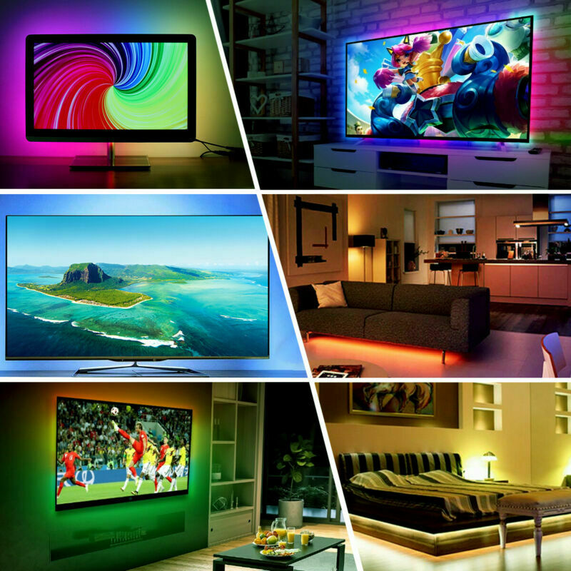 4x50CM USB 5V RGB LED Strip  Background Light  Remote Kit For TV Computer Lamp