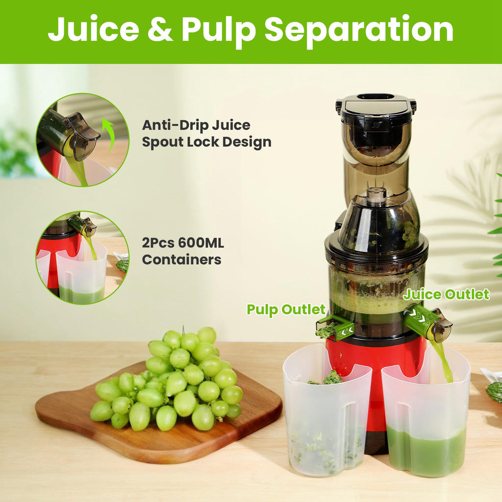 1Pc Cold Press Juicer Machine 300W Electric Slow Masticating Juicer For Whole Vegetable And Fruit With Reverse Function 2 Containers Cleaning Brush Clear Marks Easy Cleaning Fedex Shipping