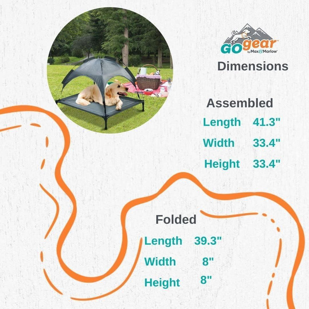 Outdoor Portable Grey Pet Dog Bed With Awning