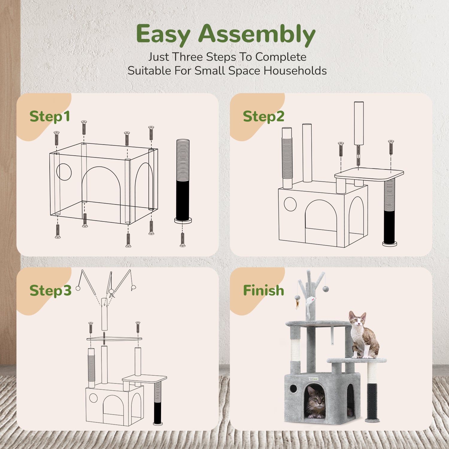 44 Inch Cat Climbing Frame Light Gray