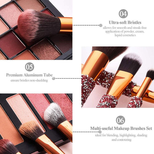 10 IN 1 Diamond Inlaid Handmade Custom Makeup Brush